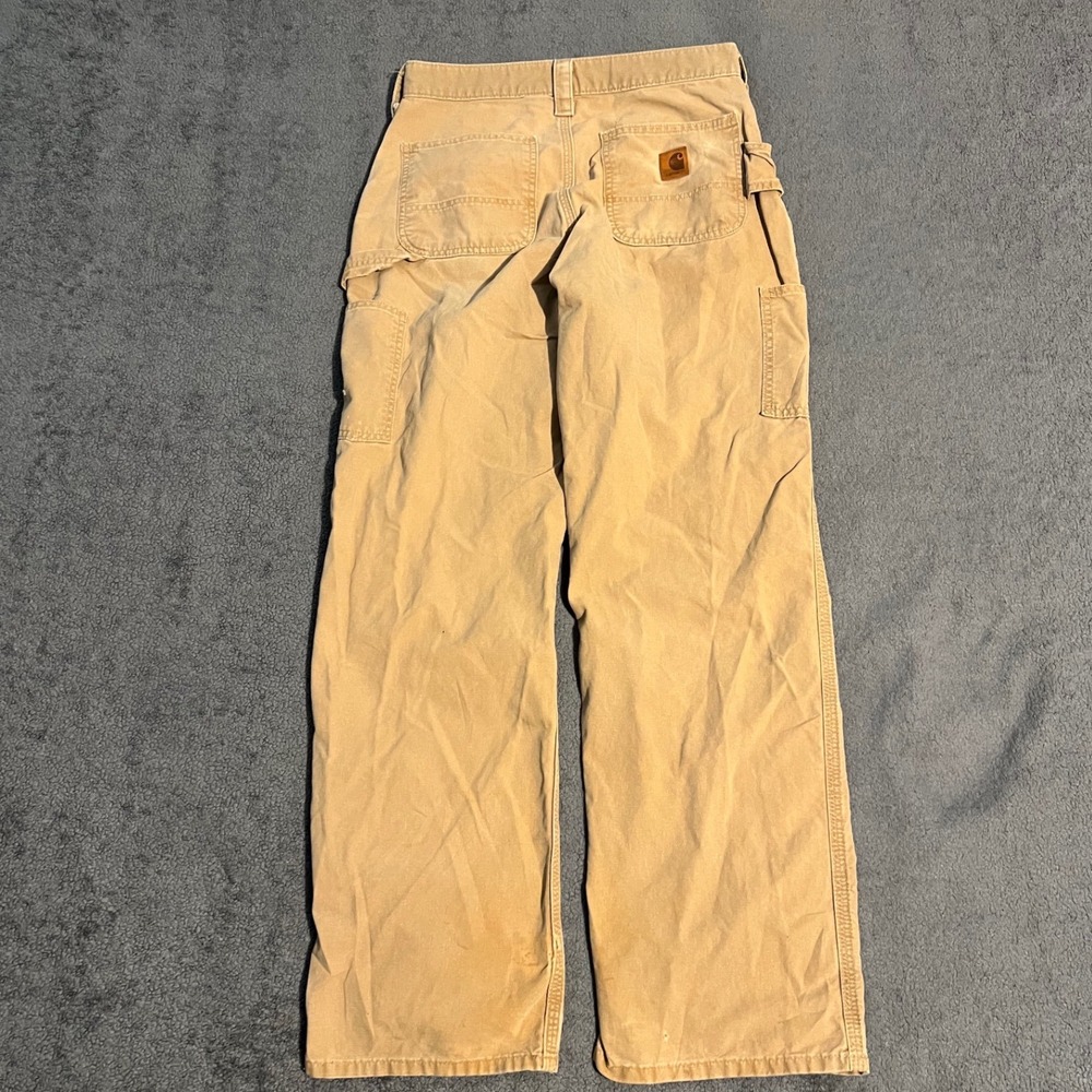 Vintage Carhartt Washed Duck Work Dungaree Pants Tan 30x32 Mens Distressed